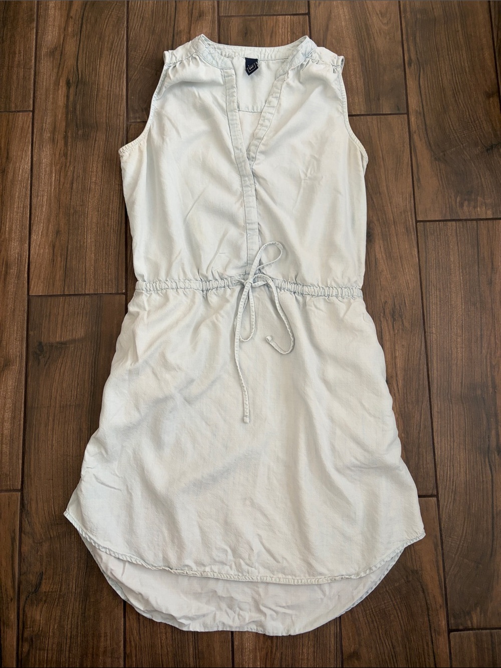 GAP Light Blue Sleeveless Drawstring Mini Dress
